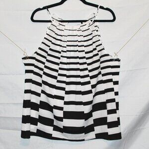 New York & Co., Blouse, XL, Black & White Striped Sleeveless, Halter-style